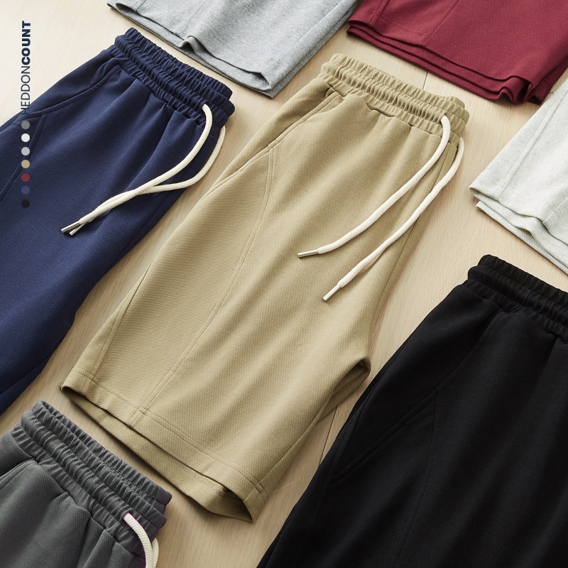 7-Color Light Luxury Twill 2025 Summer New Knitted Elastic Waist Loose Sports Casual Mid-Length Shorts for Men