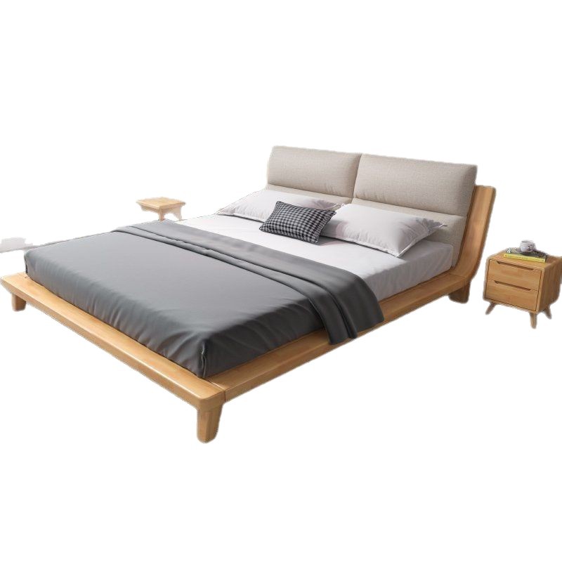 Cama de madera maciza nórdica, paquete suave, apartamento pequeño, cama de tatami moderna y sencilla, dormitorio principal, cama doble de 1,5 m