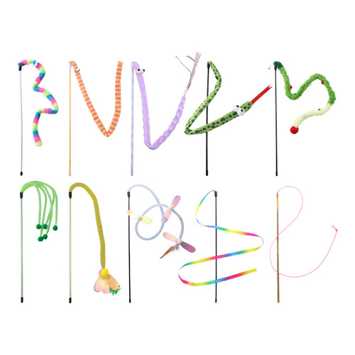 Large collection of cat toys, cat sticks, feather bells, interactive play pet supplies, Amazon factory cross-border