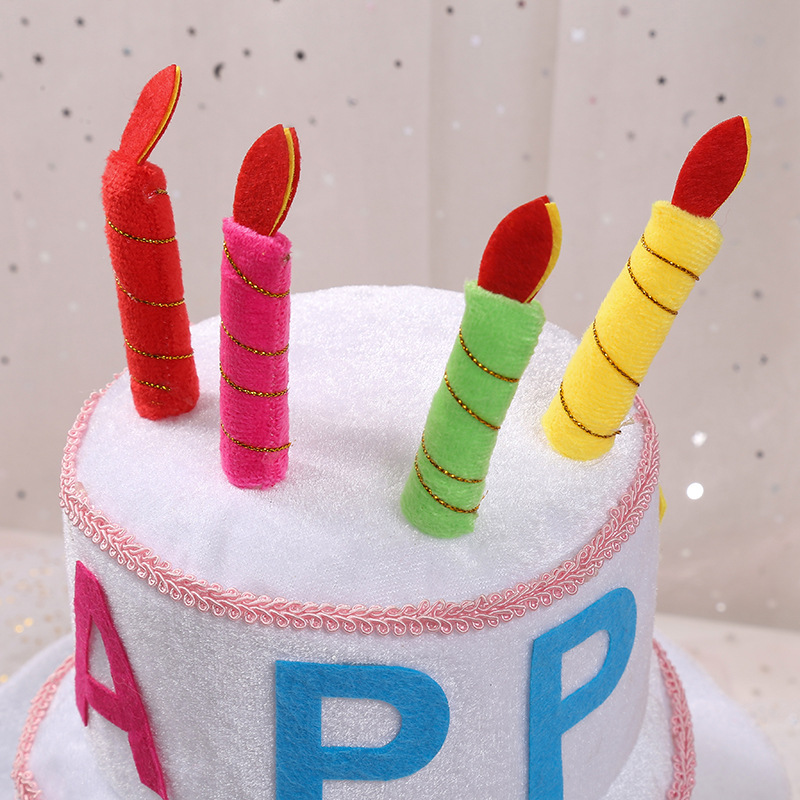 Fábrica transfronteriza al por mayor sombrero de vela de cumpleaños sombrero de pastel de letras vestido de fiesta europeo y americano sombrero de payaso vestido de ambiente