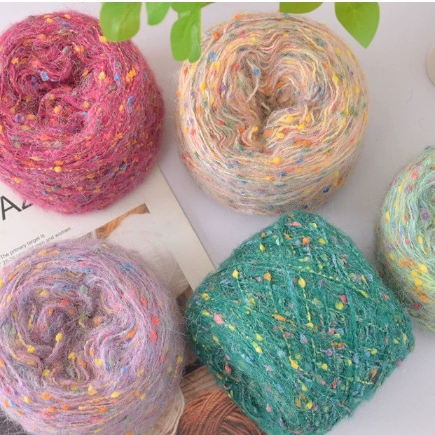 Цветная пряжа из мохера в горошек, модный шарф с помпонами радужных цветов, цветная пряжа из мохера в горошек, толстая пряжа для вязания крючком, сумка, свитер