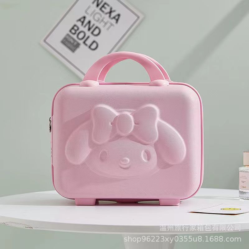 Bolsa de cosméticos de equipaje portátil de 14 pulgadas estudiante femenina mini dibujos animados 3D conejo contraseña caja pequeña caja de almacenamiento de viaje