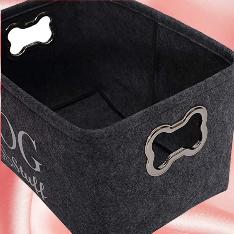 Suministros para mascotas canasta de almacenamiento mascota gato perro caja de juguete gato perro caja de almacenamiento de juguete con mango de metal