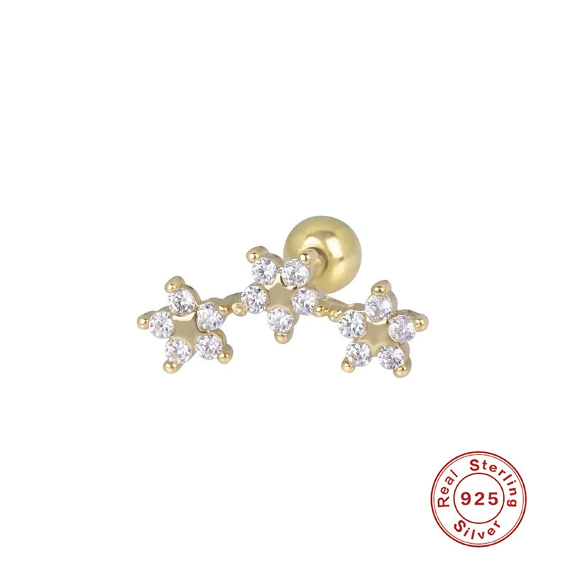 Пр piercing, серьги, образец 925 пробы, со снежинками, европейский стиль