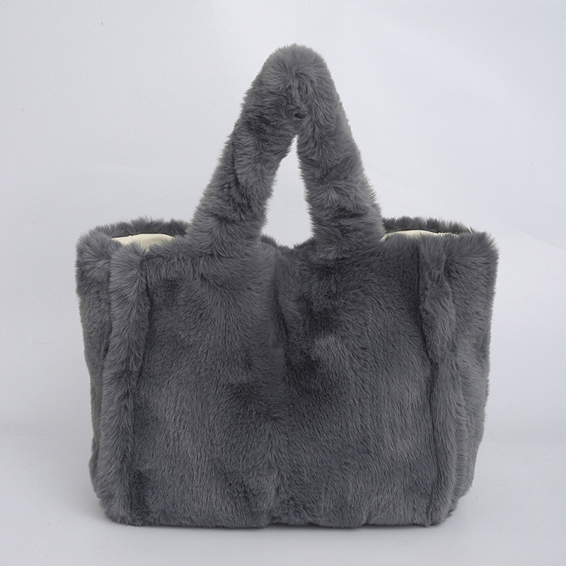 Bolsa de lana de mujeres otoño invierno bolsa de mano casual bolsa de hombro de moda bolsa de brazo de gran capacidad bolsa de mano bolsa de peluche