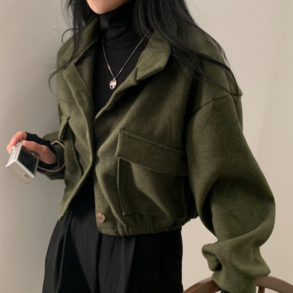 Women's Simple Style Streetwear Solid Color Zipper Coat Woolen Coat display picture 10