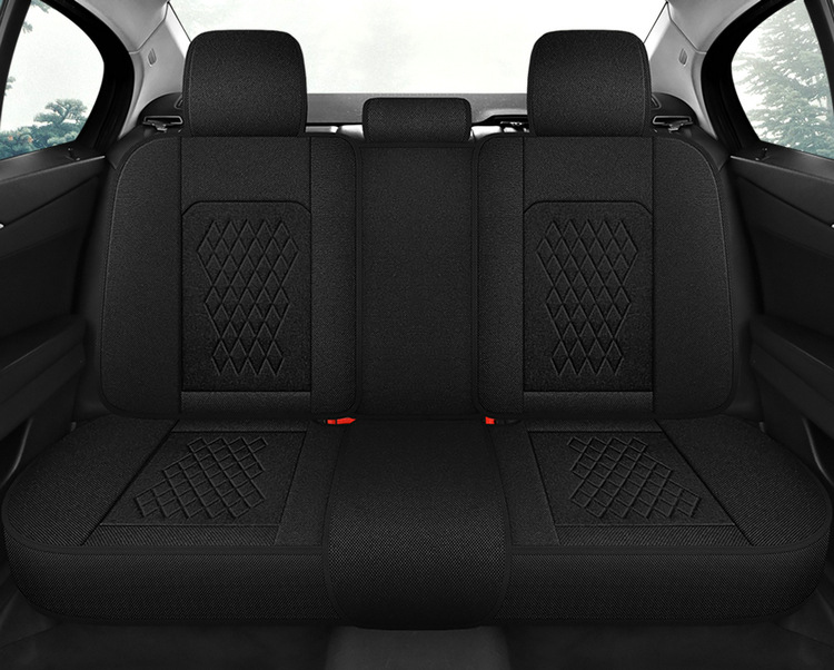 L5U Fully Enclosed Breathable Seat Cushion Cover Linen Fabric Car Seat Cover Full Set for Five Seats in the Car All-Season Car Seat Cushion
