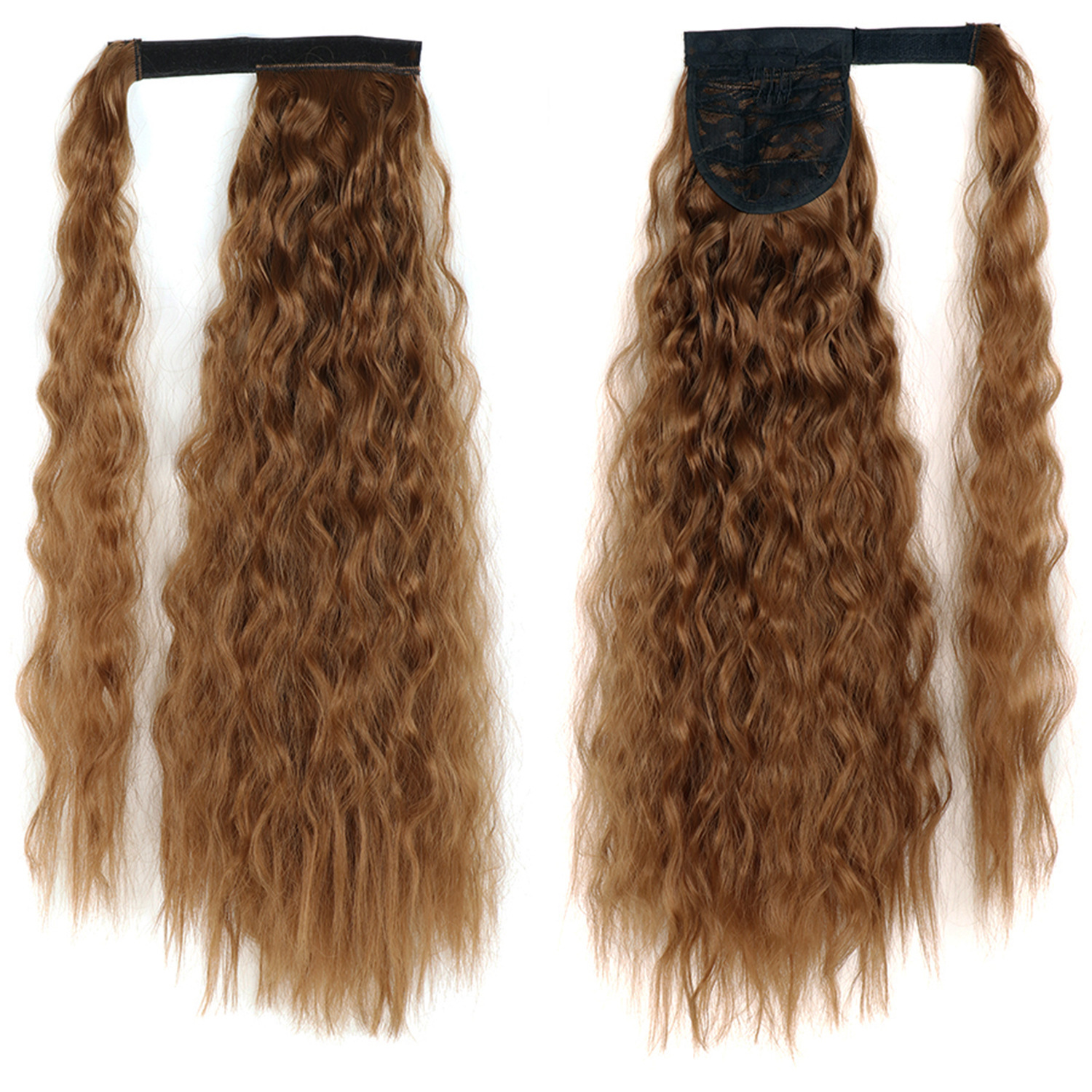 55CM seda europea y americana de alta temperatura velcro de maíz velcro de cabello largo rizado agua cola de caballo pelucas onduladas