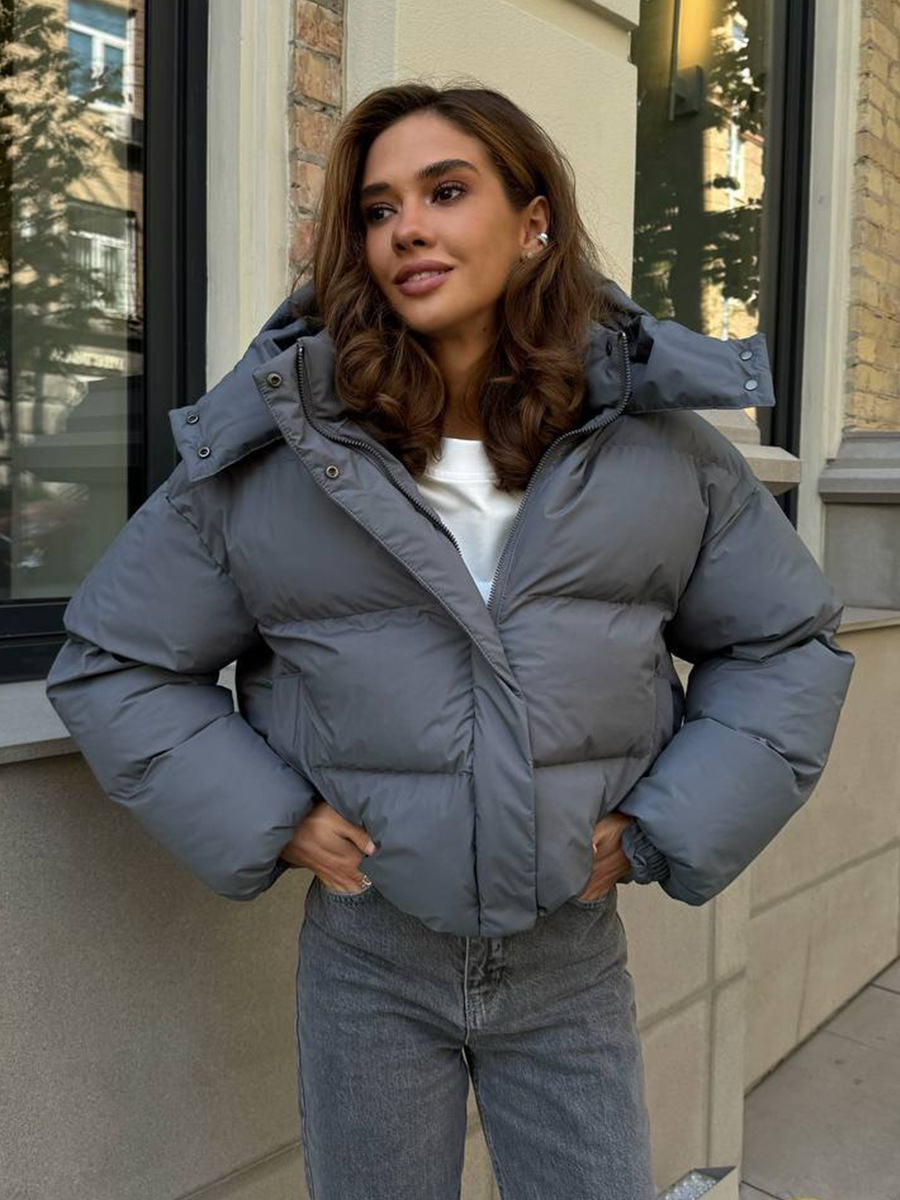 Capa de algodón transfronterizo para mujeres en invierno de 2025 Europa y América nueva chaqueta de algodón chaqueta de algodón suelta chaqueta corta con capuz image 5