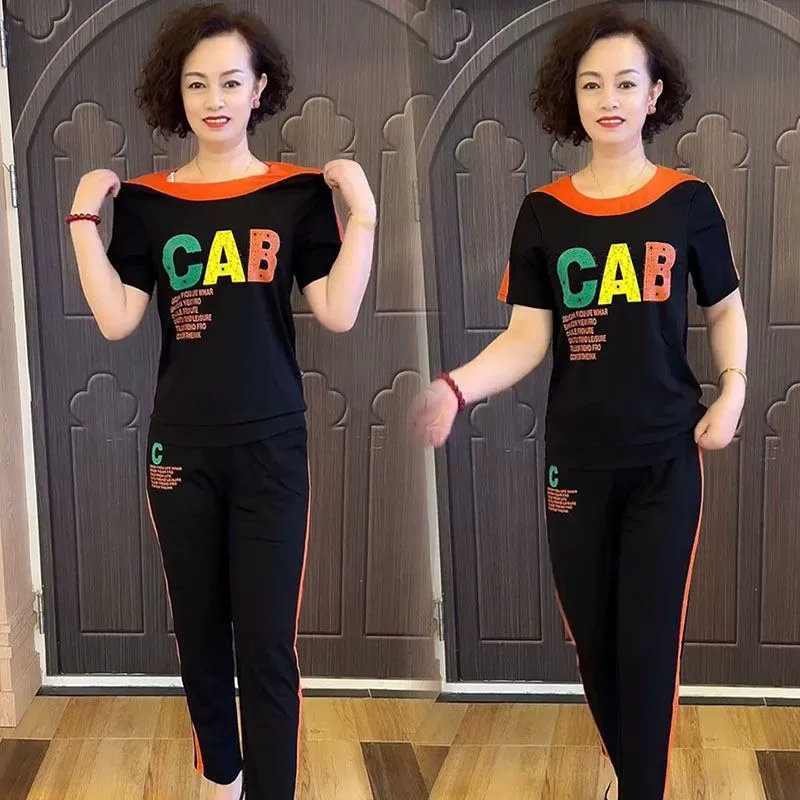 Женский летний спортивный костюм в западном стиле, тонкий, новый фасон 2025 года, молодежный, больших размеров, повседневный, двухкомпонентный комплект