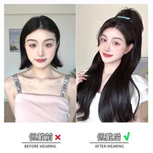 假发辫子抓夹马尾女喷泉半扎假马尾高颅顶增发量蓬松自然短卷马尾