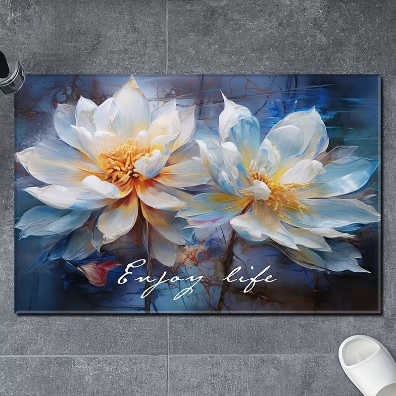 3D floral diatomaceous earth doormat new bathroom water-absorbent anti-slip mat technology fabric carpet machine washable