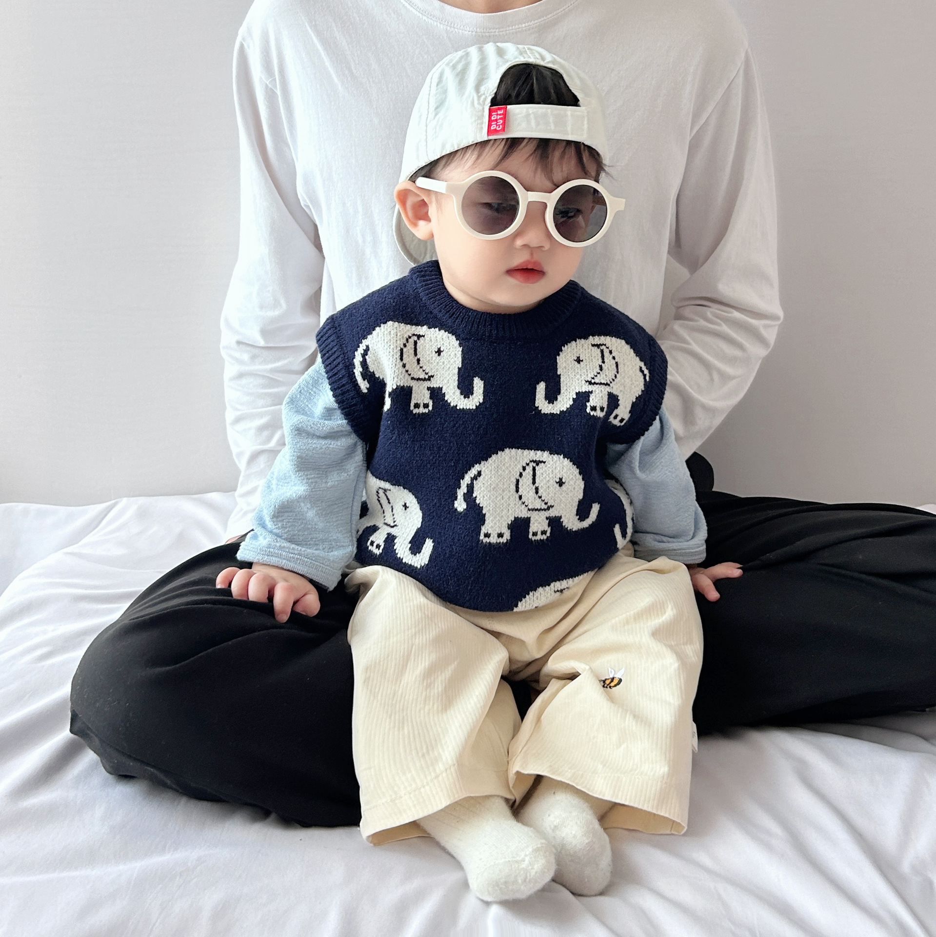 Primavera y otoño coreano chaleco suéter para bebés, suéter para niños, chaleco de estilo extranjero, chaleco de punto para bebés