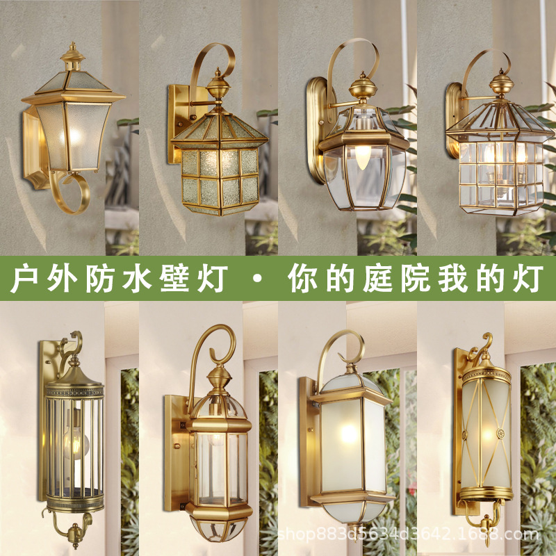 Solar Outdoor Wall Light Waterproof All Copper led Garden Light Balcony Aisle Outdoor Villa Modern Door Wall Light
