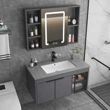加厚轻奢太空铝浴室柜组合窄边40CM陶瓷一体卫生间洗手盆柜洗漱台