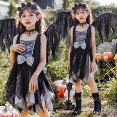 ハロウィン子供服子供吸血鬼ゴシック黒天使精霊ワンピース子供服舞台演出服女の子スカート