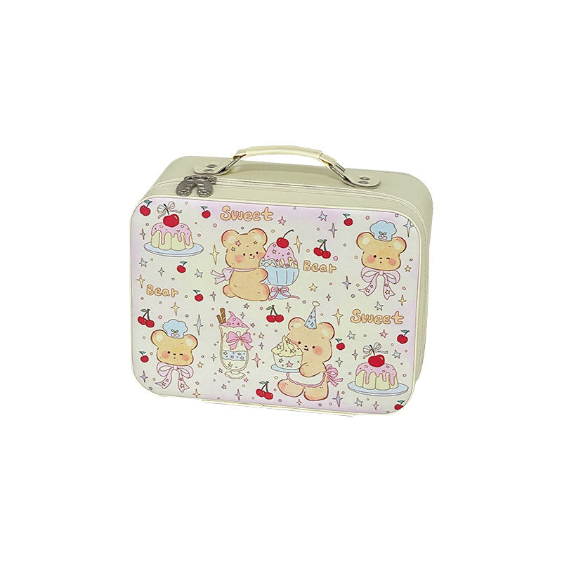 Bolsa de cosméticos con espejo, caja de cosméticos de gran capacidad, bolsa de almacenamiento de cosméticos linda para mujer, maleta impermeable portátil de viaje