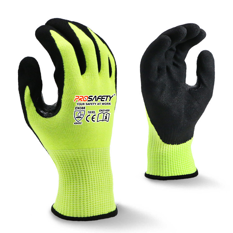 批发针织13针防切割丁腈磨砂手套虎口加强耐磨防滑防水安全手套