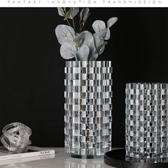 現代簡約水晶幾何花瓶樣板間餐廳桌面花器售樓部茶几花插軟裝擺件