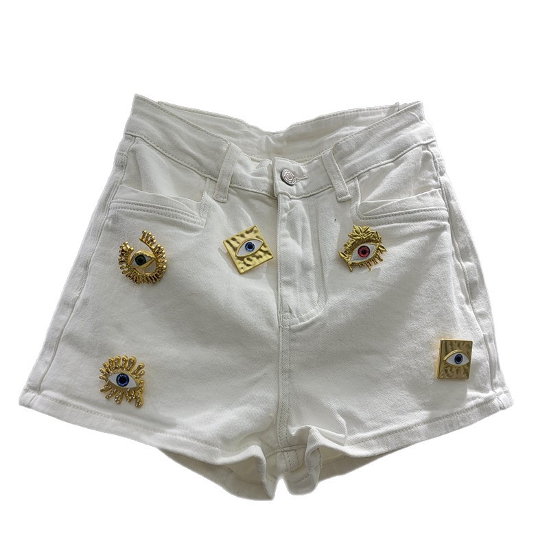 Pantalones Cortos de Mezclilla de Poliéster con Botones para Verano image 5