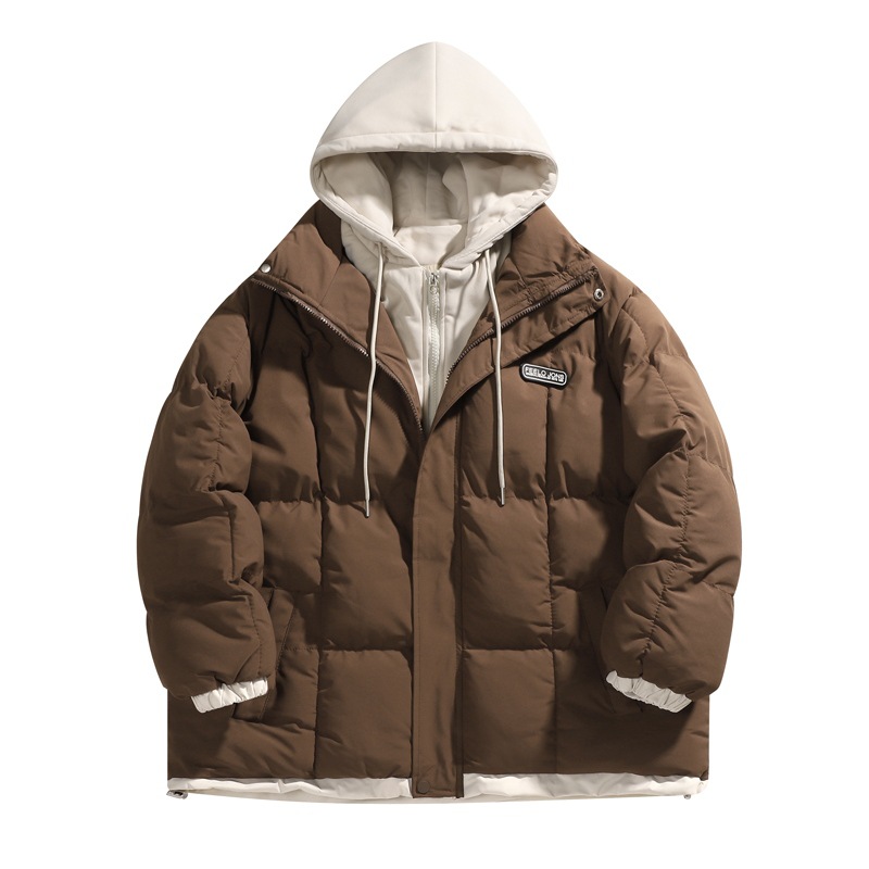Chaqueta acolchada de algodón para hombres Otoño e Invierno forrada de lana engrosada marca de moda Chaqueta acolchada de algodón para jóvenes Estudiante de secundaria falso Abrigo acolchado de algodón de dos piezas