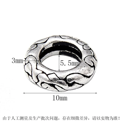 Wholesale S925 sterling silver auspicious cloud beads Thai silver vintage dyed black flat beads abacus beads red rope DIY bracelet accessories (Zərgərlik ara hissələri) - pg094-1large-size-10mm
