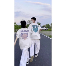2026新款潮流情侣装夏季短袖t恤男女同款纯棉潮牌宽松圆领半袖