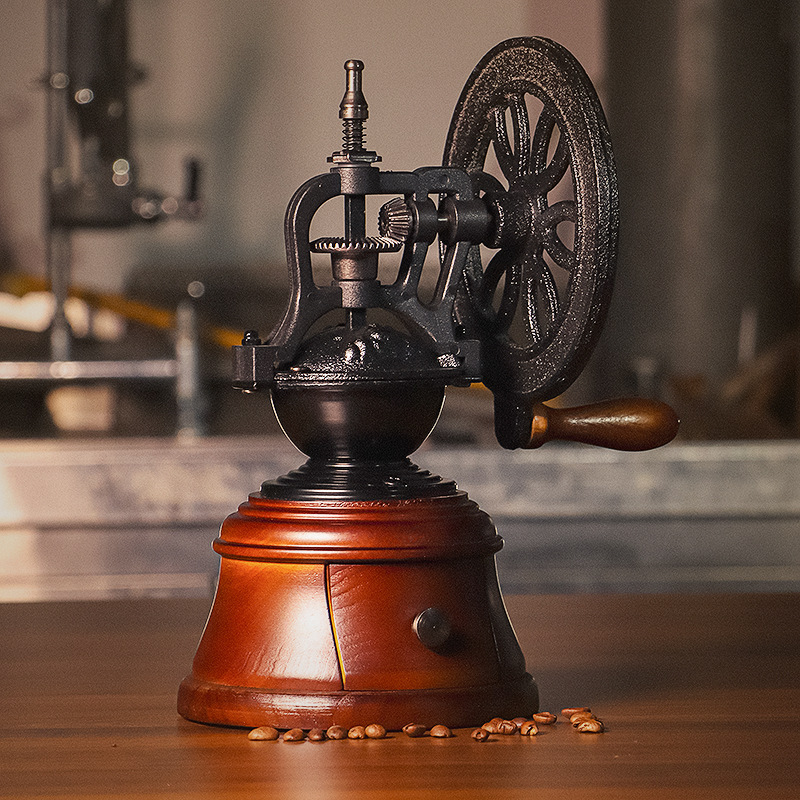 Castle Wooden Hand Coffee Machine Vintage Wooden Bean Grinder Household Manual Coffee Machine Grinding Coffee Powder Grinder