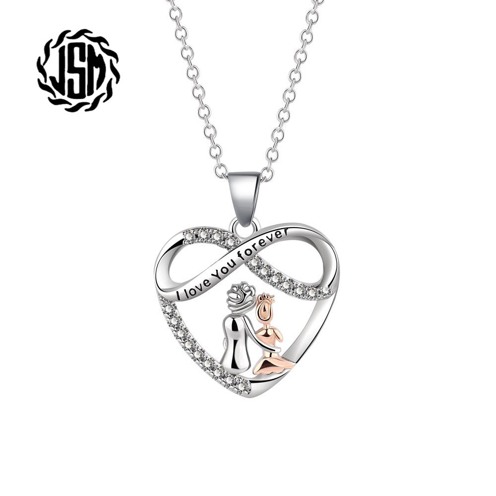 2023 necklace female European and American fashion personalized mother and child concentric heart pendant niche jewelry manufacturers wholesale