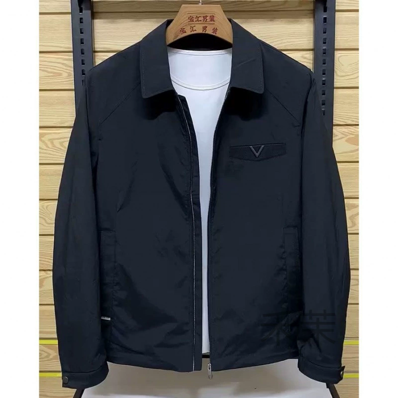 M весенне-осенний сплошной цвет прилива для мужчин легкая роскошная куртка с лацканом