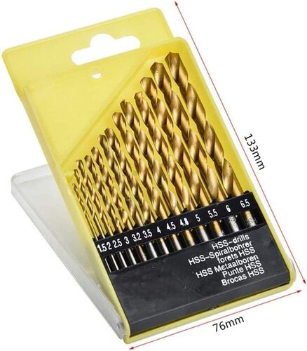 13-piece set of twist drill bits high-speed steel twist drill round handle electric drill bit 1.5-6.5mm with machine drill