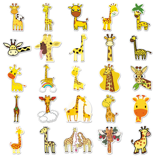 50 Cartoon Giraffe Graffiti Cute Animal Guka Children’s Rewards DIY Skateboard Water Cup Luggage Stickers