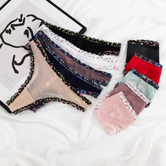 情趣誘惑火辣丁字褲鏤空透視內褲女蕾絲性感低腰女士三角褲