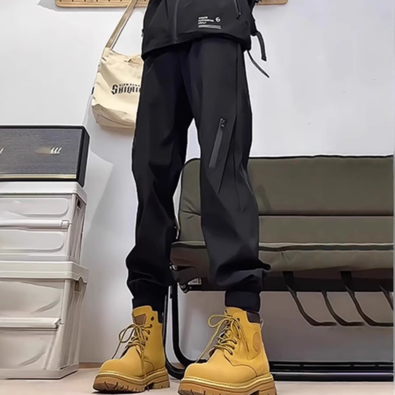 American-style Three-proof fleece-lined Pants Men's Autumn and Winter Cold-proof Pants for Small Men's Foot-tipped Outdoor Mountaineering Crock Pants Thick