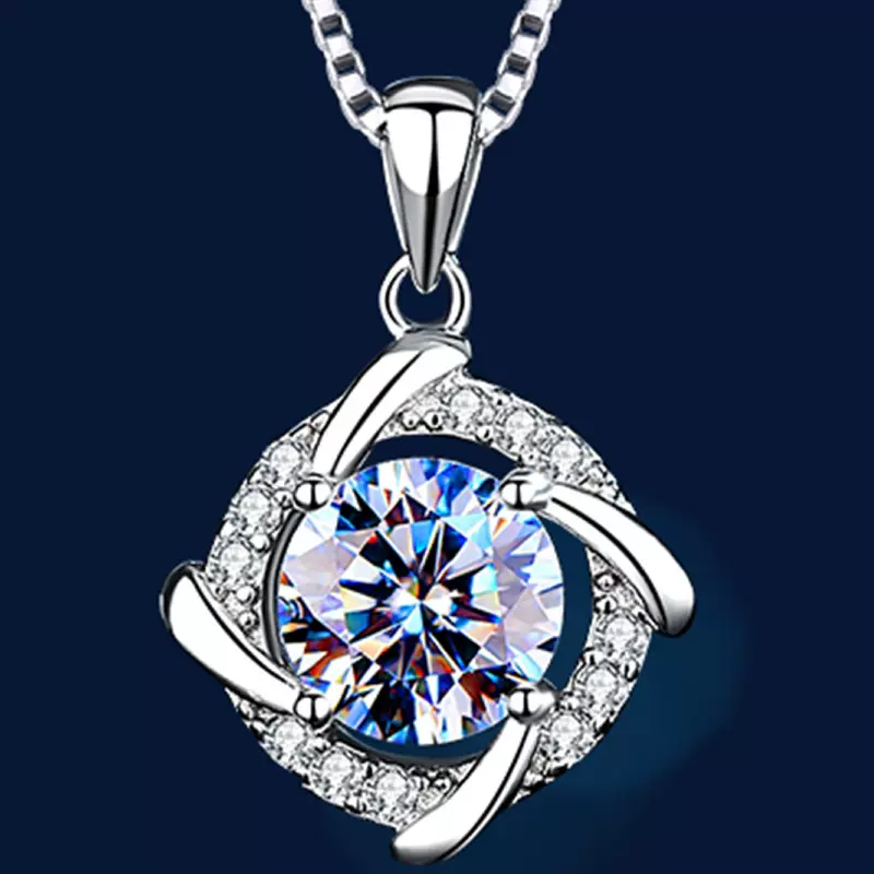 新潮流轻奢2克拉旋转风车吊坠 气质热卖旋转爱仿高碳钻吊坠锁骨链