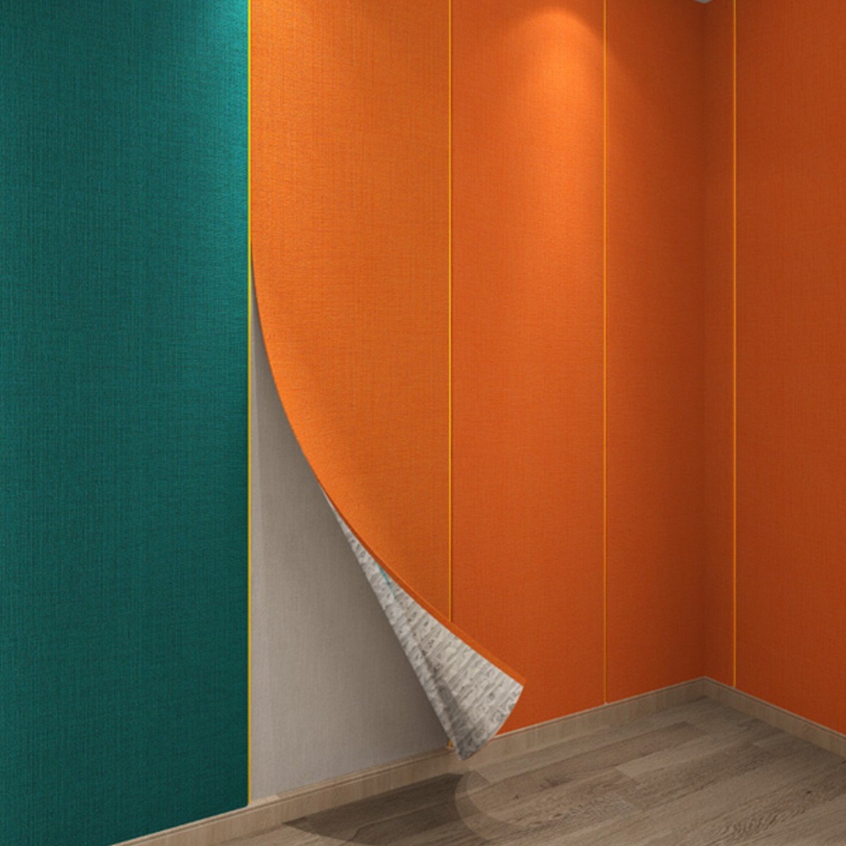 爱马仕橙色墙纸自粘背景墙贴橘色防水防潮可擦洗壁纸遮丑墙壁贴纸