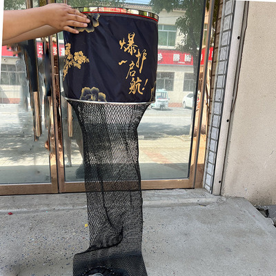 批发黑坑鱼护加厚挂胶68编大力马涂胶鱼护不伤鱼台钓鱼护装鱼网兜