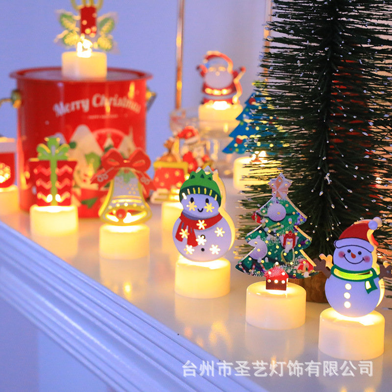 Nuevas velas electrónicas transfronterizas árbol de Navidad Papá Noel lámpara muñeco de nieve velas creativas decoración de luces nocturnas image 5