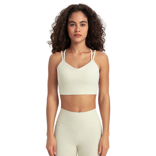 Shishi Zhihui fixed chest pad all-in-one sports bra high-strength cross hollow back beauty yoga bra