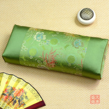 宫廷枕头套艾草不含芯丝绸缎面古代颈椎枕无填充中药枕长正立方体