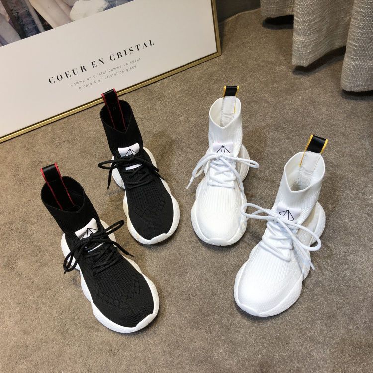 European station 2022 autumn high-top women's boots platform elastic Martin boots casual sports socks shoes short boots tide