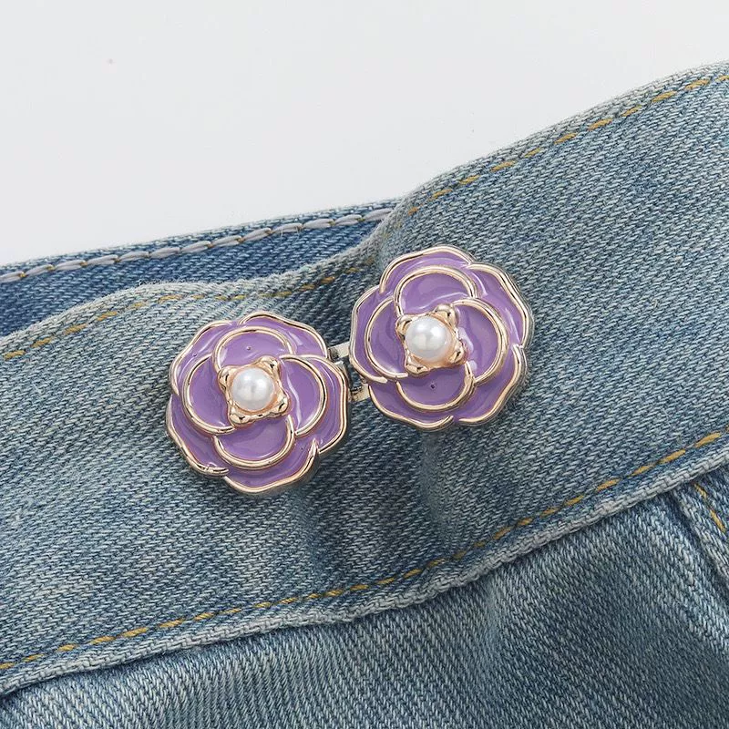 Nail-Free Removable Waist Buckle Pair, Flat-Bottom Seamless Buttons for Pants & Skirts, Assorted Designs