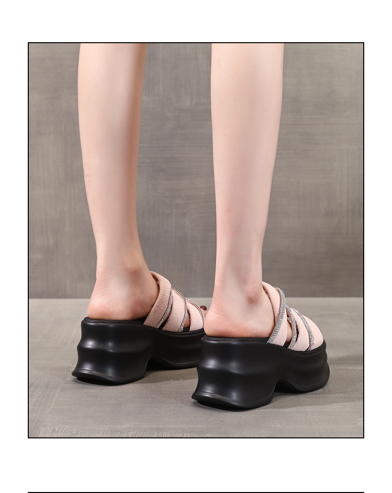 Dép sandal nữ xỏ ngón đế bệt đính đá thời trang HC9508-16 — Màu đen, Màu hồng chi tiết 16