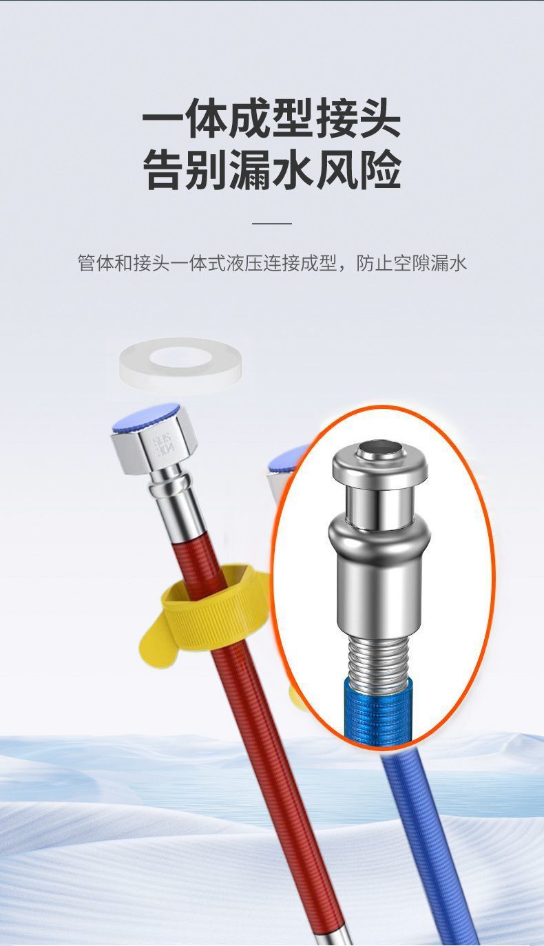 4-point explosion-proof 304 stainless steel corrugated pipe water heater cold and hot water inlet pipes, high-temperature resistant flexible hose special connection pipe Specification drawing