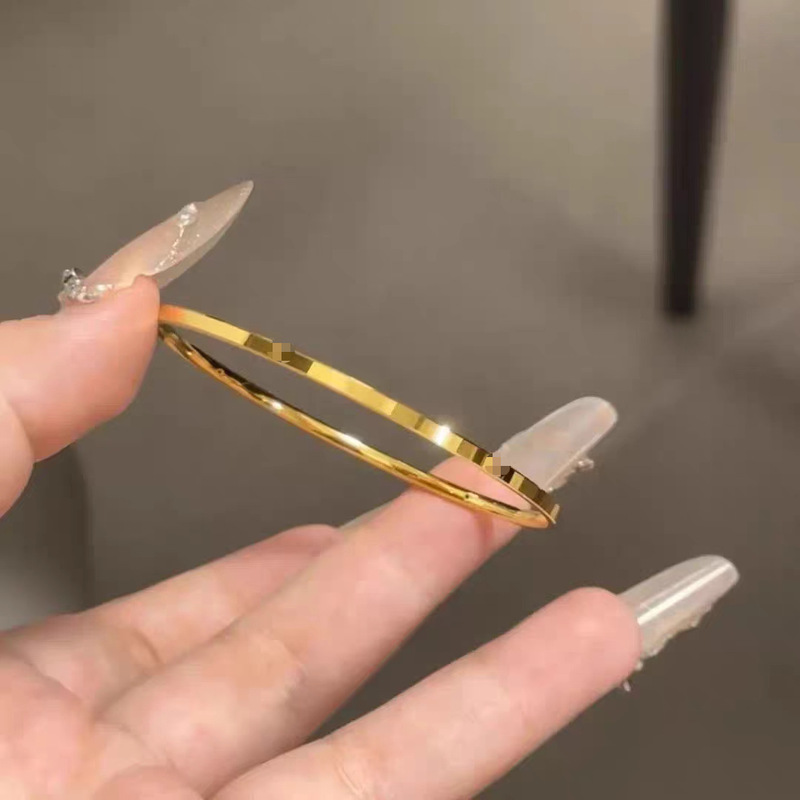 2025 New Fashion Simple Thin Glossy Bracelet Women's Light Luxury Plain Ring Bracelet Couple Bracelet High-End Jewelry