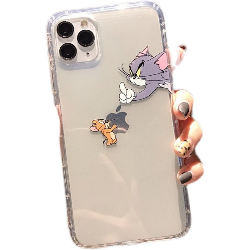 Gato y ratón para Apple 11/13 caja del teléfono pareja iPhon12promax funda protectora 15 transparente resistente a la caída
