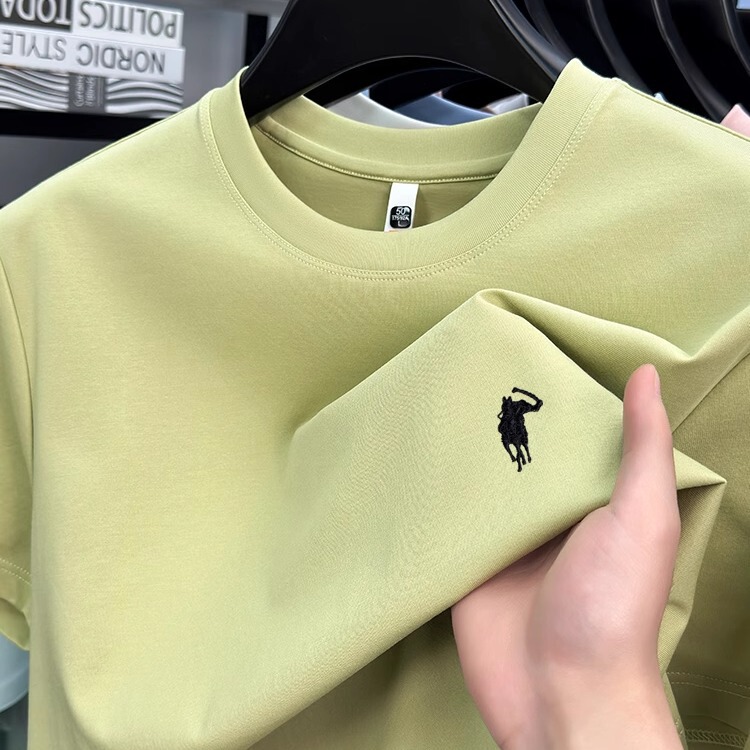 [Outlet Brand Discount] Paul T-Shirt Men's Short-Sleeved Round Neck Mercerized Cotton Tencel Horse Logo Half-Sleeved T-Shirt Plus Size