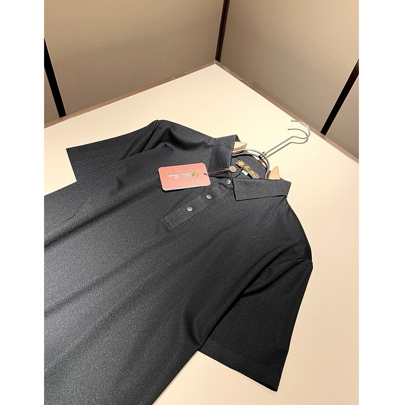 イタリアの古風なメンズウェア、春夏用ストレッチスパンデックス素材のビジネスシャツ、Tシャツ、メンズカジュアル半袖plp|undefined