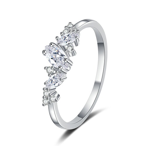S925 sterling silver women's ring, fashionable niche design, new Valentine's Day gift for girlfriend, marquise moissanite ring