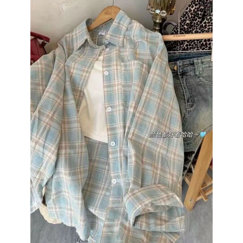 High-End Light Luxury American Retro Plaid Long-Sleeved Shirt Jacket Spring and Summer Design Loose Thin Sun Protection Shirt Autumn High-End Light Luxury American Retro Plaid Long-Sleeved Shirt Jacket Spring and Summer Design Loose Thin Sun Protection Shirt Autumn